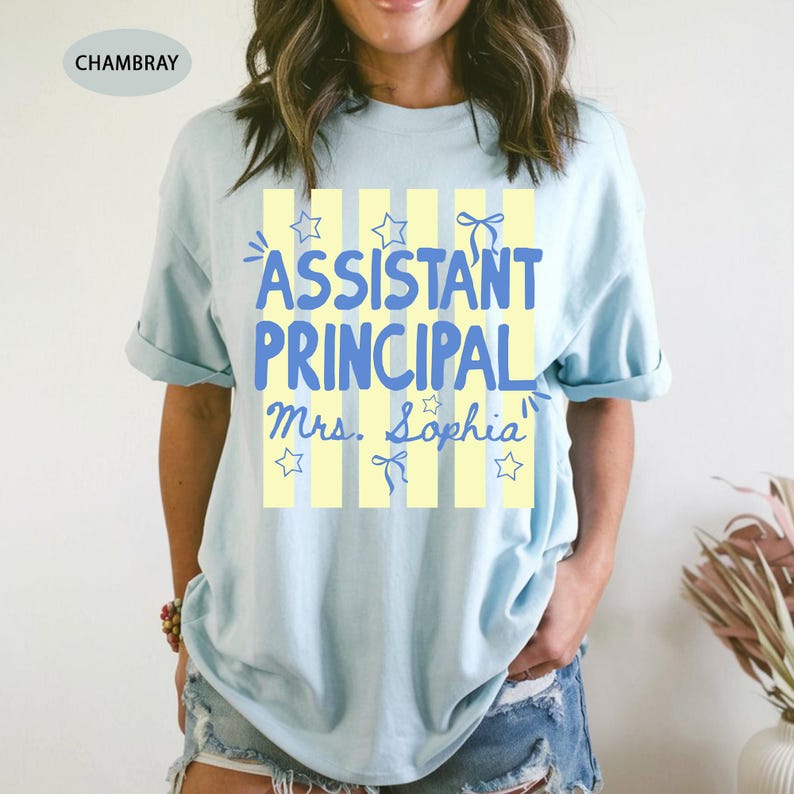 Custom School Staff Shirt: Personalized School Nurse, Principal, Counselor Tee, Stripes Shirt Gift For School Staff, Back To School Gift image 10