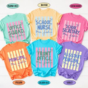 Custom School Staff Shirt: Personalized School Nurse, Principal, Counselor Tee, Stripes Shirt Gift For School Staff, Back To School Gift image 4