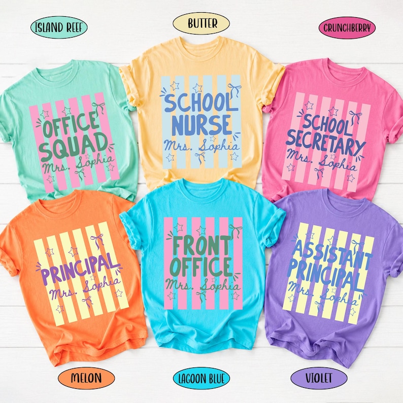 Custom School Staff Shirt: Personalized School Nurse, Principal, Counselor Tee, Stripes Shirt Gift For School Staff, Back To School Gift image 4