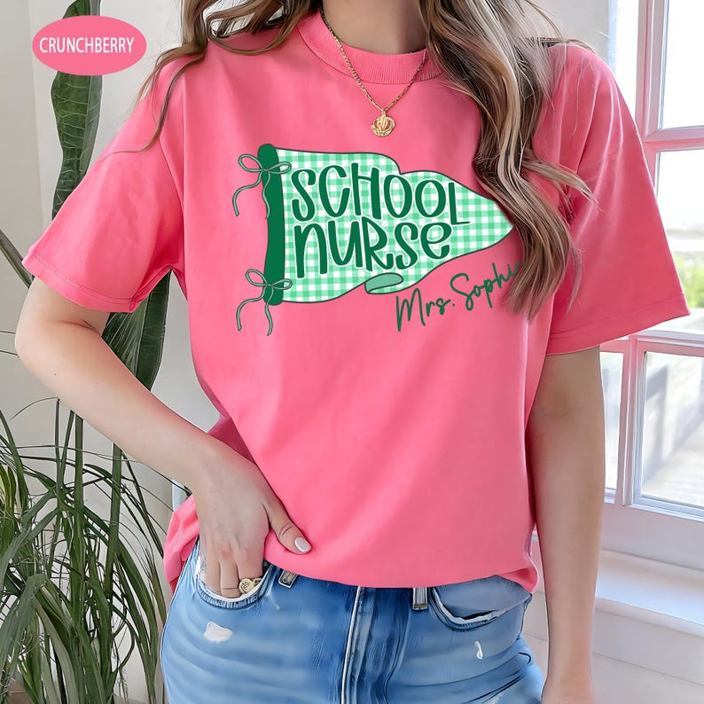 School Staff Shirt, Personalized Teacher Pennant Tee, Back to School Custom Name Shirt, School Office Crew, Spirit Shirt image 3