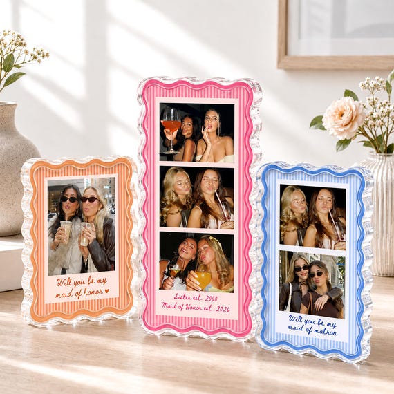 Custom Besties Photo Acrylic Block, Personalized Sister Acrylic Picture Frame, Desk Decor Gift, Soul Sister Gift, Bestie Birthday Plaque