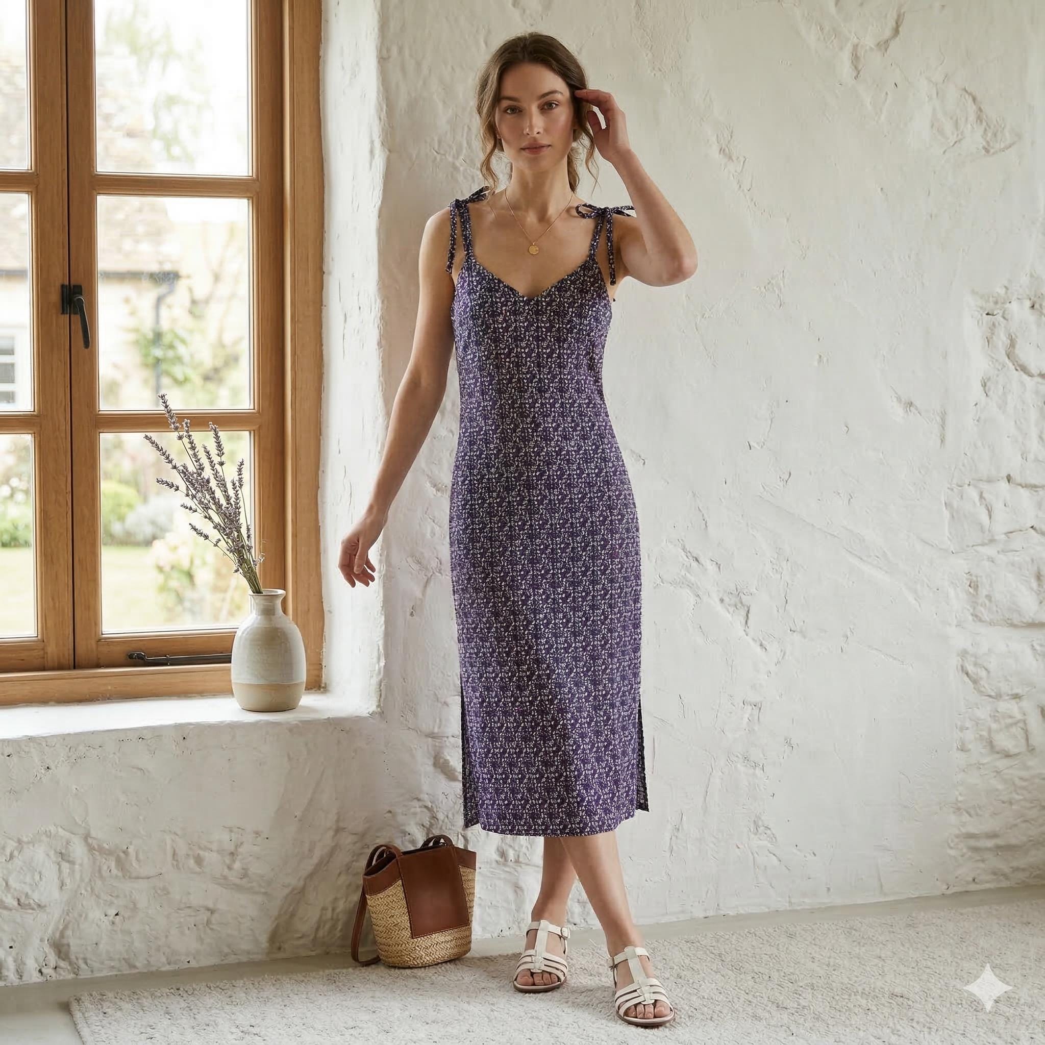 sachin and babi light blue dress Zapaka Women Vintage Mauve Long Bridesmaid Dress with Lace Round Neck  Keyhole Boho Chiffon Wedding Party Dress – ZAPAKA AU main image 1
