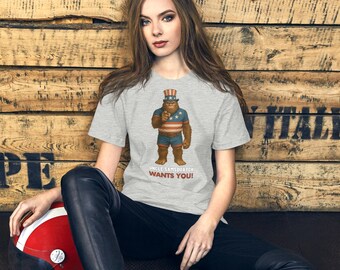 Uncle Samsquatch Bigfoot Shirt – Patriotic Sasquatch Tee, Funny Yeti T-Shirt, American Flag Cryptid Gift, Veteran or active military