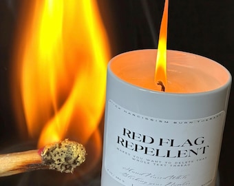 Red Flag Repellant Candle: Funny Breakup Gift, Pineapple Sage Scent, sarcastic breakup gift, narcissistic free funny candle for divorce.