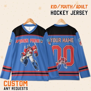 Custom Optimus Prime Hockey Jersey, Personalized Transformers Jersey for Kids, Youth, Adults, Fan Gift Shirt, Cool Gift for Fans