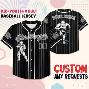 Personalized Star Wars Stormtrooper Baseball Jersey, Star Wars Cosplay Baseball Shirt, Custom Gift for Him, Family Disney Trip Outfit