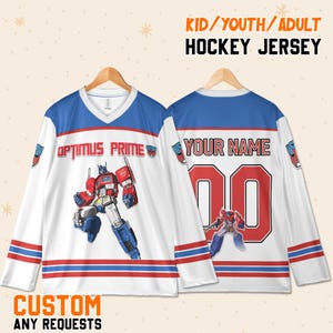 Personalized Optimus Prime Hockey Jersey, Transformers Custom Jersey for Kids, Youth, Adult Fan Gift Shirt, Matching outfit