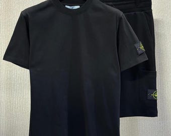 Stone Island Herren Sommer - Set ( T-Shirt & Shorts Set: Schwarz )