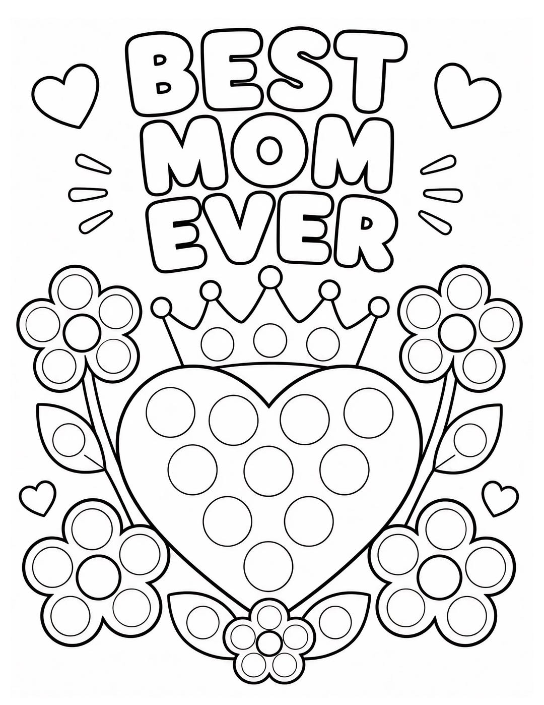 Best Mom Ever Dot Marker Coloring Page | Toddler Preschool Activity ...