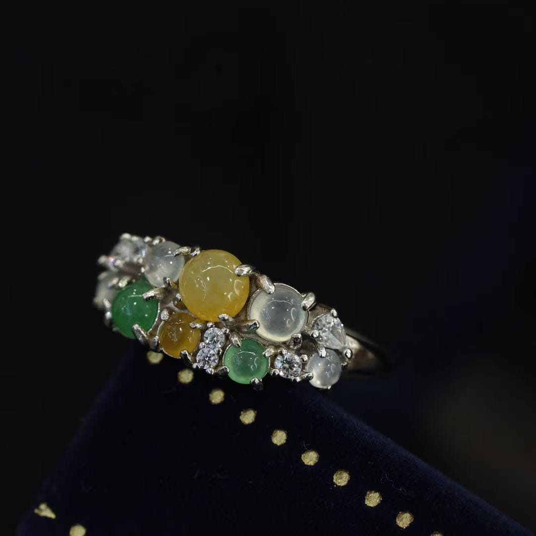 Multicolor Jade Ring – Burmese A Jadeite, Sterling Silver CZ - Etsy