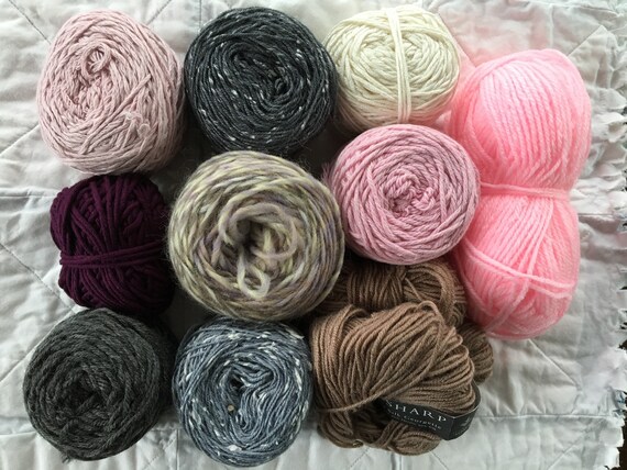 Yarn Destash Weaving Yarn Knitting Supplies Pink Purple Gray Beige Yarn