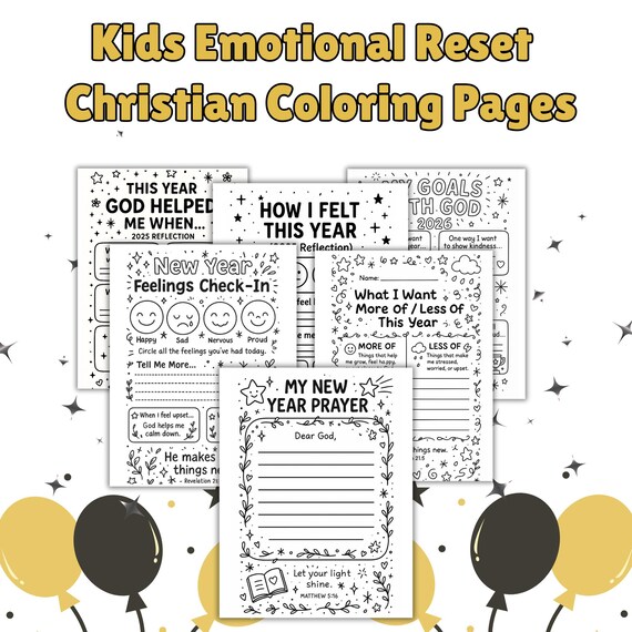 Kids Christian New Year Reflection Pages (PDF Printable)