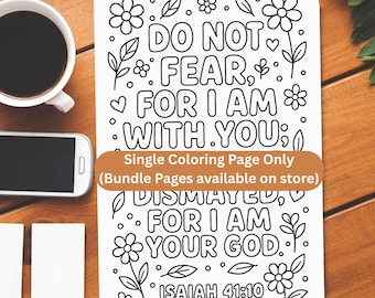 Isaiah 41:10 Coloring Page (8.5×11 PDF) “Do Not Fear”