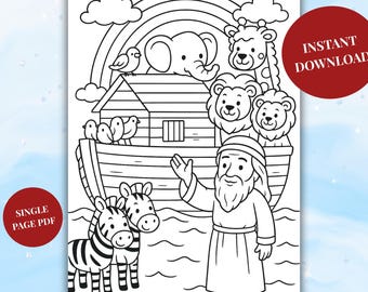 Noah's Ark Coloring Page Sunday School Printables (PDF)