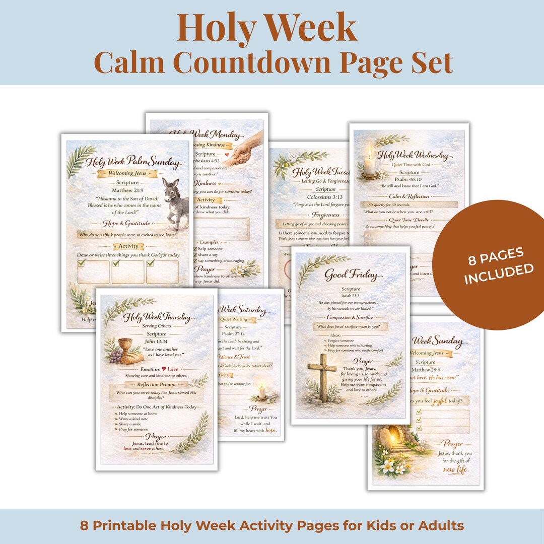 Holy Week Devotional Printable: Palm Sunday to Easter Scripture ...