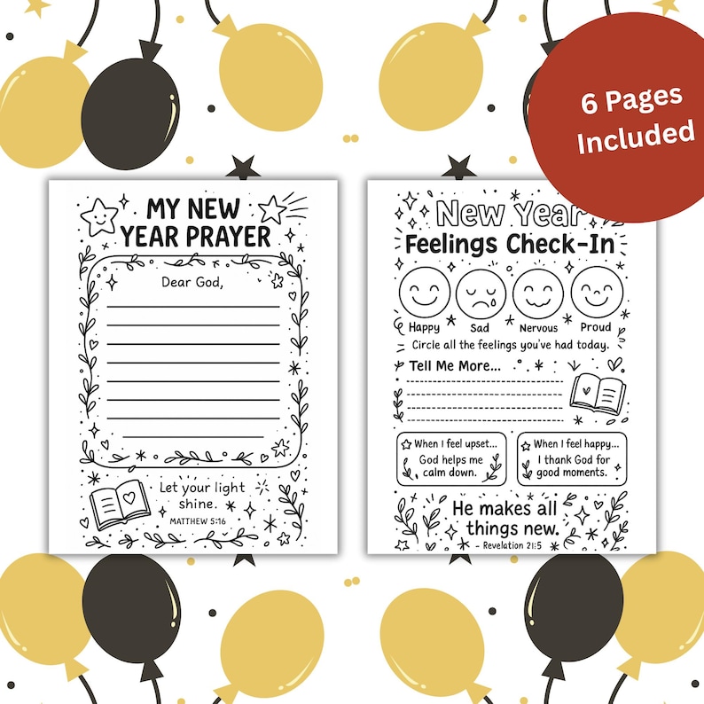 Kids Christian New Year Reflection Pages (PDF Printable) - Etsy