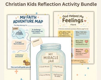 Faith Adventure & Feelings Bundle for Kids | Christian Mindfulness Printable Set Emotional Awareness Bible Worksheets