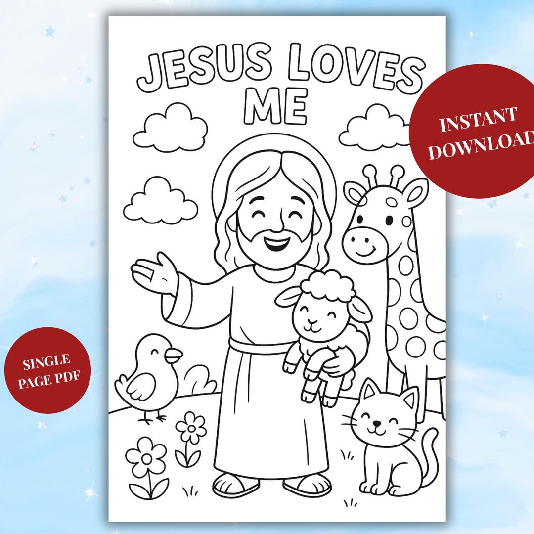 Jesus Loves Me Coloring Page Sunday School Printables (PDF) - Etsy UK