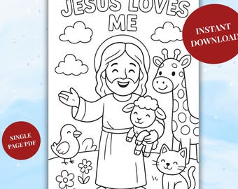 Jesus Loves Me Coloring Page Sunday School Printables (PDF)
