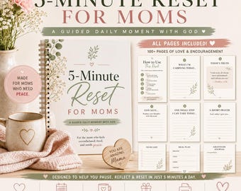Christian Mom Devotional Printable 5 Minute Reset Journal Faith Based Mental Health for Moms Quiet Time with God PDF