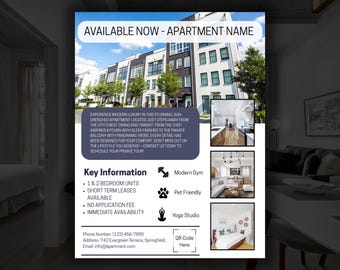 Apartment Leasing Flyer Template | Editable Canva Real Estate Marketing (Digital Download