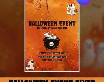 Spooky Halloween Event Flyer Template: Editable Canva Invitation