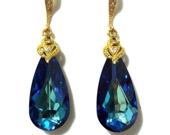 Something Blue Bridal Jewelry Set Peacock Wedding Earrings | Etsy