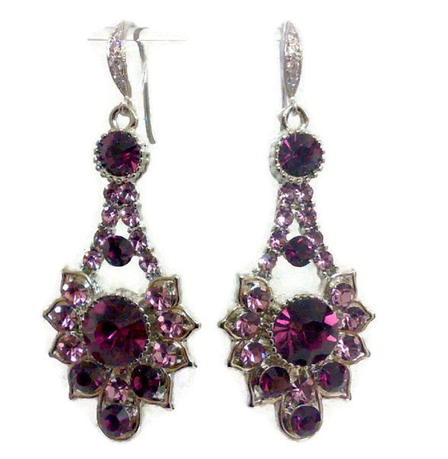 Purple Bridal Jewelry Set Amethyst Bridal Earrings Geometric | Etsy