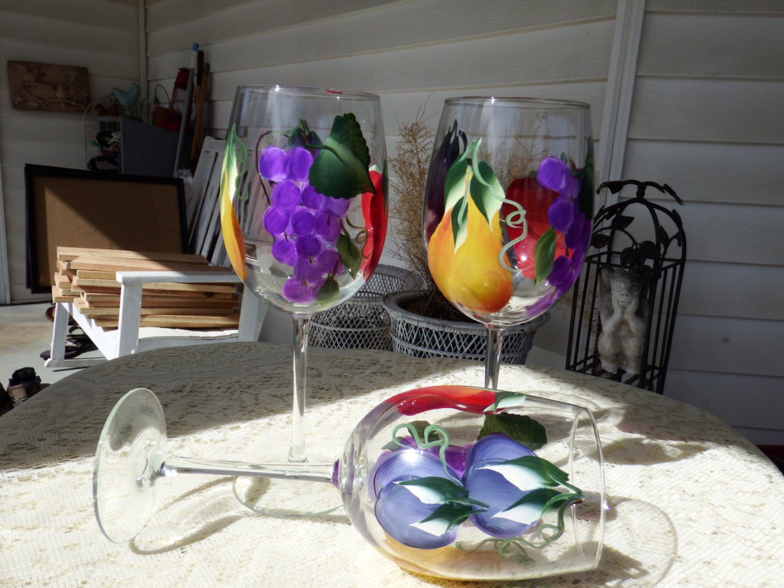 Fruit Wine Glass Hand Painted Wine Glasses in Fruit Design Etsy