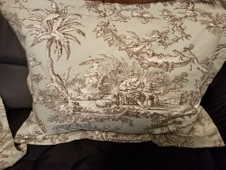 Toile pillow shams green and black Chinese scencs toile Etsy