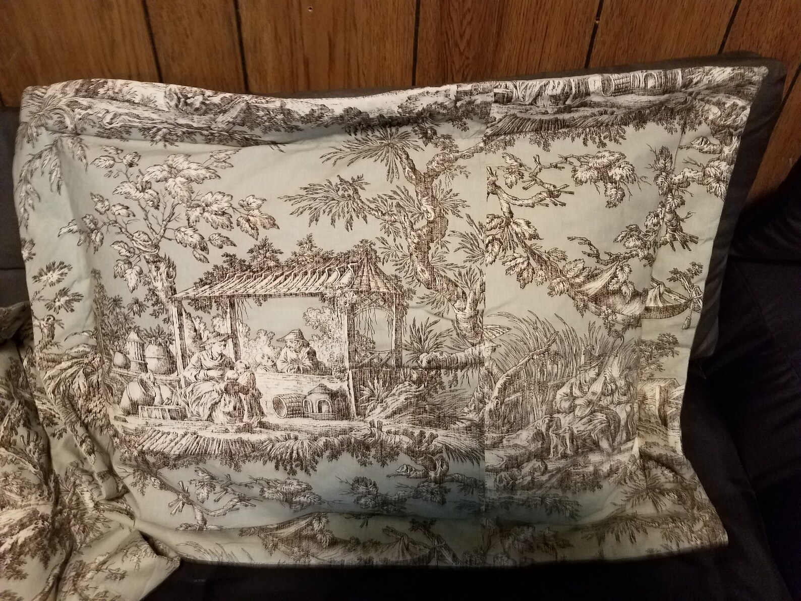 Toile pillow shams green and black Chinese scencs toile Etsy