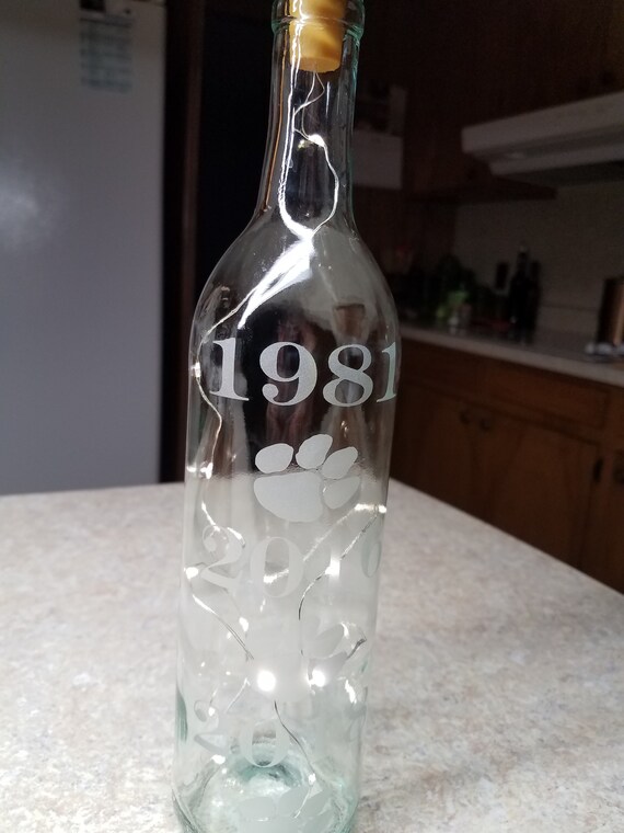 Championship Lighted Wine Bottle Clemson Tiger Paw Lighted Wine Bottle Lamp Wine Bottle Lamp Football Wine Bottle Lamp