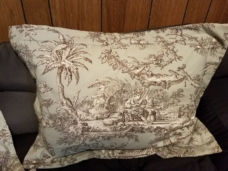 Toile pillow shams green and black Chinese scencs toile Etsy