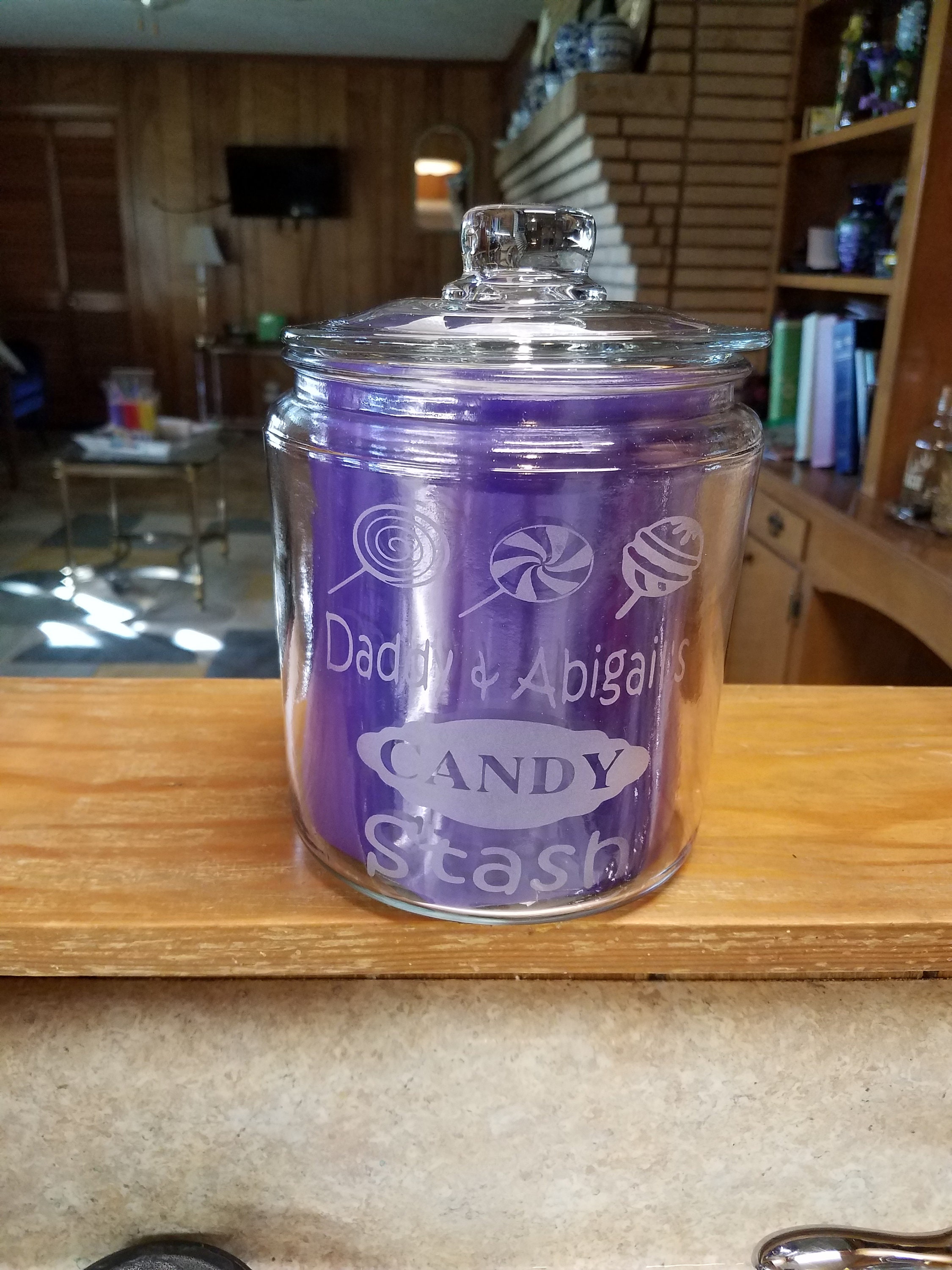 Personalized Glass candy jar engraved candy jar wedding Etsy