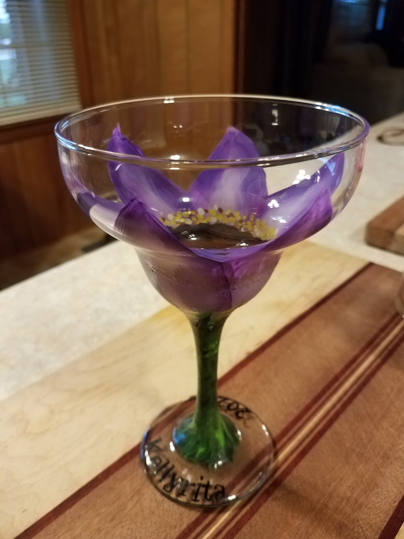 Margarita Purple Flower Glasshand Painted Margarita Glass Etsy
