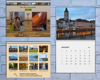 2026 Wall Calendar Travel Photography - Worldwide Nature Pics - Beautiful Landscape Pictures - Mother Nature Worldly Traveling Photo's