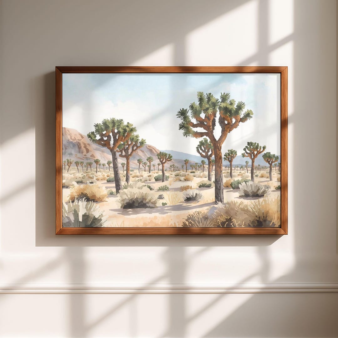 Joshua Tree Landscape Print: Watercolor Desert Wall Art (digital ...