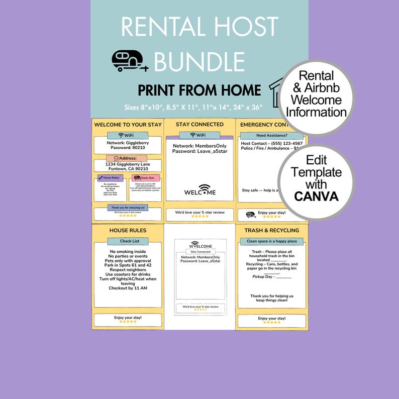 Guest Information Example Airbnb Guest Information Bundle, Printables, Vacation Rental Host Kit ...