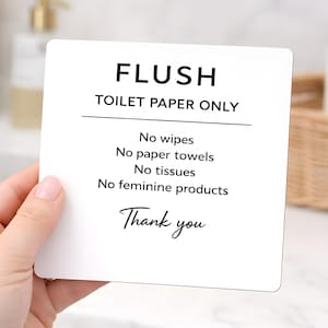 Flush Toilet Paper Only Magnet | Modern Guest Bathroom Reminder