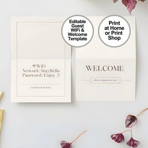 Rental Welcome Card: Guest Information, Wifi Password (PDF Printable)