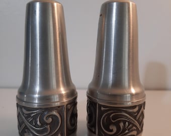 vintage Norwegian pewter salt and pepper shakers