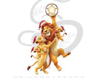 Familia de leones navideños PNG, Imágenes prediseñadas de animales de safari, Ilustración de gato salvaje navideño, Arte festivo de animales bebés, Descarga digital