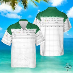 Funny Excel Hawaiian Shirt, Spreadsheet Office Aloha Shirt, Office Humor Button Up, Work Nerd Vacation Shirt