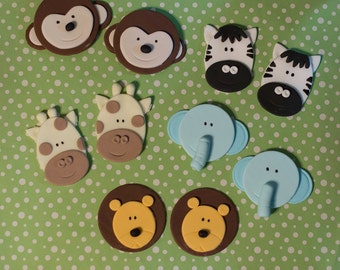 Fondant Noah's Ark Animal Toppers for Cupcakes, Cookies or other Treats
