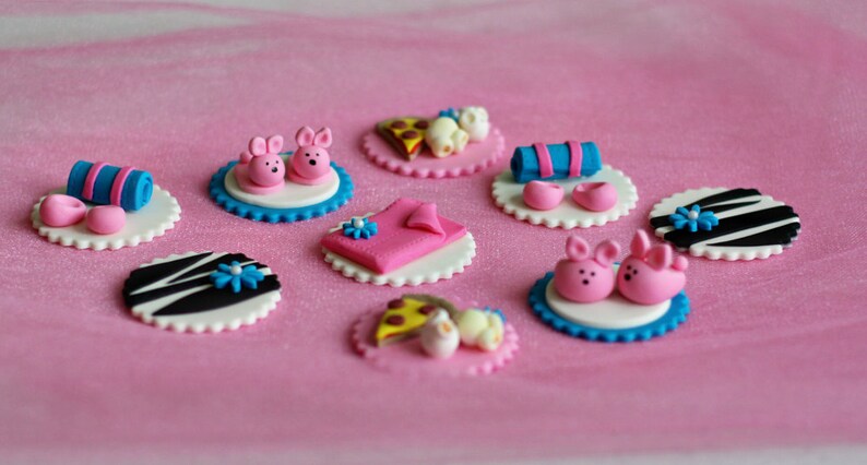 Fondant Sleepover Slumber Party Toppers for Cupcakes, Cookies or other Treats image 2