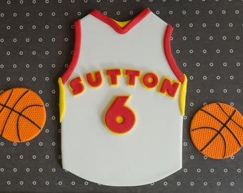 Fondant Basketball Jersey and Basketball Cake Decorations Perfect for Sports Party Cake