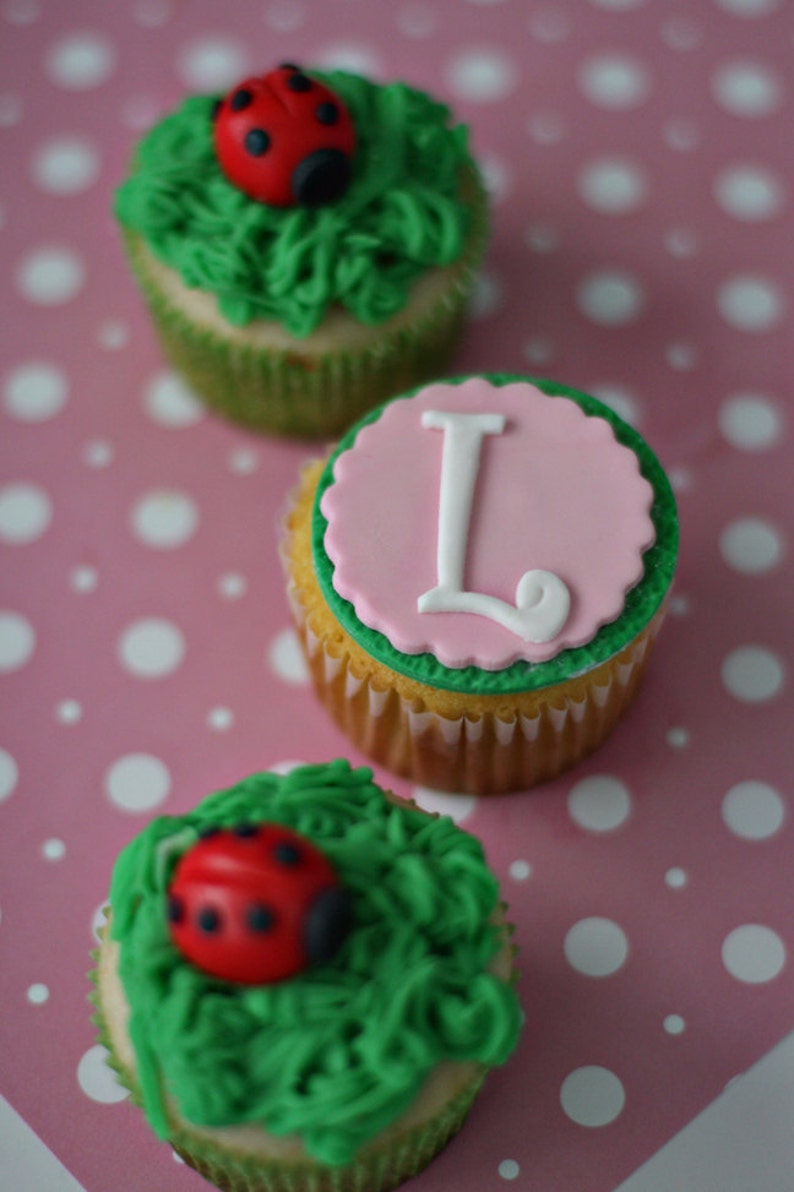 Monogram Fondant Toppers Personalized with Initial or Age for Cupcakes, Cookies or Other Treats image 4