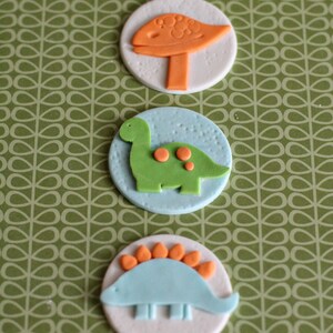 Fondant Dinosaur, Bone, Nest with Eggs, Footprint and Age Toppers for Cupcakes, Cookies or other Treats image 2