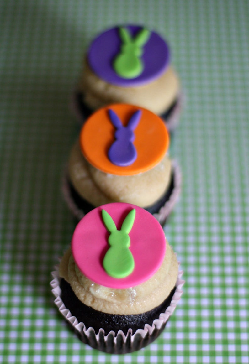 Fondant Bunny Rabbit Cupcake Cookie or Minicake Toppers for Etsy