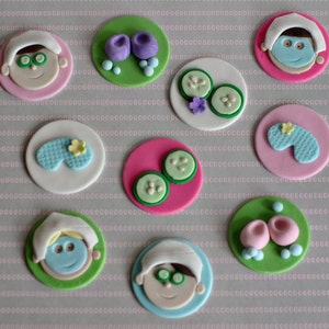 Fondant Spa Cupcake Toppers Perfect for a Spa Birthday Party Cupcakes, Cookies or Mini-Cakes image 2